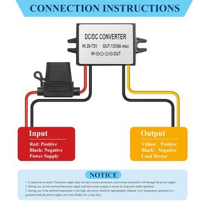 <span class=keywords><strong>Convertisseur</strong></span> abaisseur 17-72V vers 12V 5A avec fusible et borne <span class=keywords><strong>rapide</strong></span> - Alimentation étanche IP68 certifiée CE ROHS pour drone UAV - Product Image 3