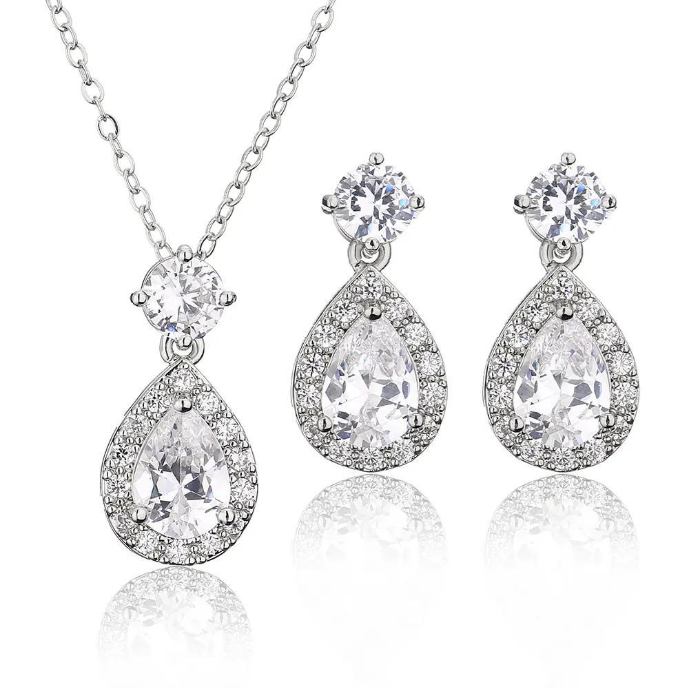 2023 hot selling Pear Shaped Teardrop Necklace and Earrings Set fashion jewelry body chain Wedding fashion Jewelry