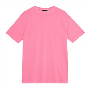 <b>Pink</b> Women's Regular Fit Short Sleeve O-Neck Knitted Casual T-Shirt Solid Color <b>Plain</b> Dyed Style 100% Cotton Front Breathable - Product Image 1
