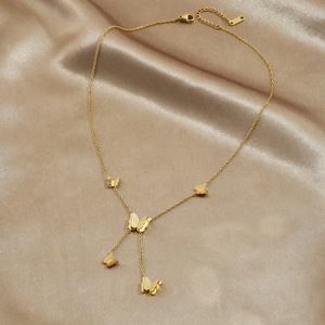 Butterfly Pendant Tassel Chain Gold Plated Clavicle Necklace For Women Everyday Wear - Product Image 3