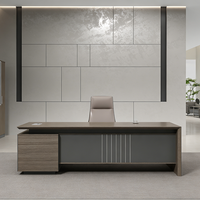 Scrivania moderna e semplice per manager, per ufficio aziendale o uso domestico, mobile in legno con pannelli, scrivania moderna.