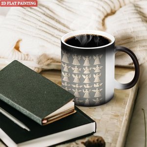 Custom Wedding Pattern Magic Mug Frosted Black 11oz <b>Ceramic</b> Heat Sensitive Blank <b>Cup</b> - Product Image 3