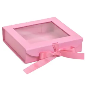 Wholesale Custom Logo Bridesmaid Pink Magnetic Boxes Recyclable Packaging For Wedding Favour Gift Boxes With Ribbon