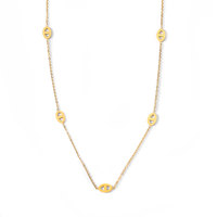 Rétro Français Acier Inoxydable Plaqué Or 18K Nez de Cochon Grain de Café Chaîne Collier Titane Acier Géométrique Ovale Chaîne Collier