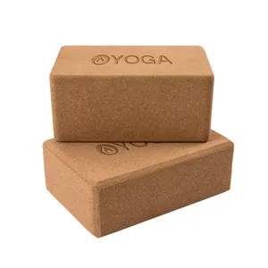 SHENGDE Recycle Wooden Eco Friendly Pilates Wholesale Cork Yoga Block With Custom Logo Yoga Brick