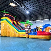 Toboggan aquatique gonflable avec piscine, forme vague, double piste, en PVC durable, toboggan commercial pour enfants et adultes