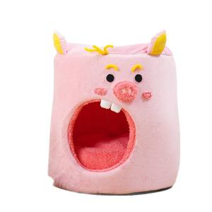 Овальная зимняя теплая лежанка для кошек и собак из ткани с рисунком розовой свинки, оптовая продажа зоотоваров - Product Image 5