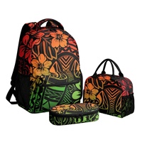 Ensemble de sacs à dos souples unisexes en polyester (3 pièces) pour production en petites séries, avec fermeture éclair, bretelles courbées et antivol