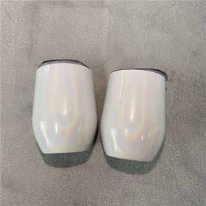 12Oz <b>Double</b> <b>Walled</b> Stainless Steel Rainbow Shimmer Wine Travel Tumbler Cups <b>Mugs</b> for White Sublimation - Product Image 1
