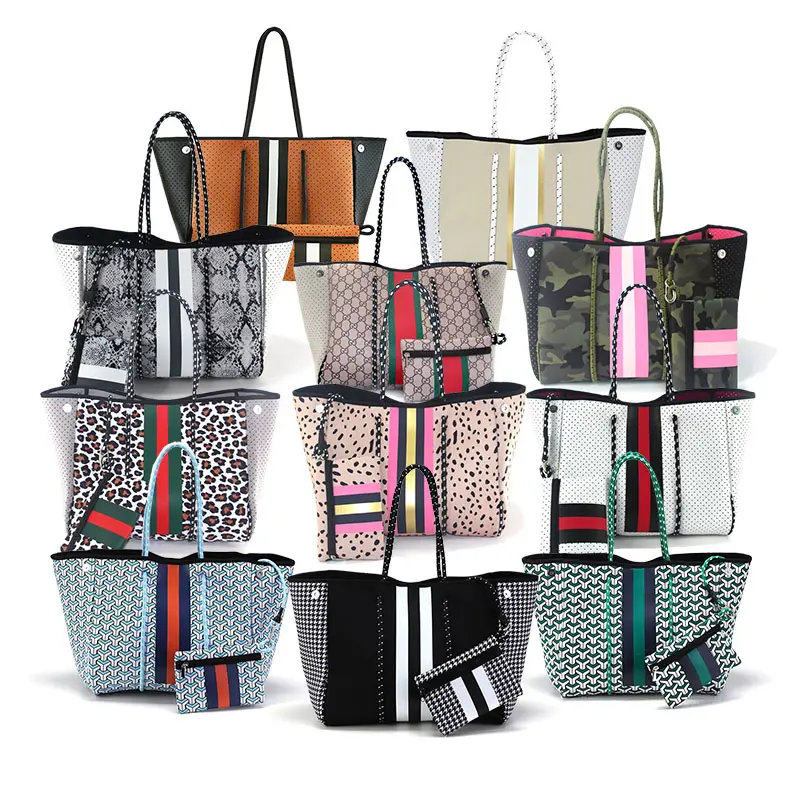 Custom Designer Fashion Handbags 2023 Hot selling Perforate neoprene beach bag for Women's tote bags