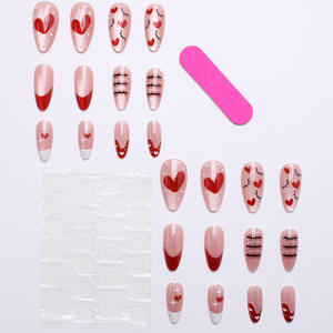 <span class=keywords><strong>Kit</strong></span> de <span class=keywords><strong>manucure</strong></span> DIY <span class=keywords><strong>pas</strong></span> <span class=keywords><strong>cher</strong></span> pour la Saint-Valentin 2026 : Faux ongles à presser en forme d'amande, motif cœur, effet œil de chat détachable - Product Image 4