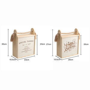 Factory Outlet Natural Color Custom Sliding Lid Wedding <strong>Gift</strong> <strong>Large</strong> Wood <strong>Gift</strong> <strong>Box</strong> With Hemp Rope Handle Wooden <strong>Gift</strong> <strong>Box</strong> - Product Image 6