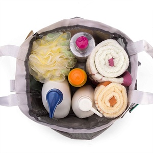 Clear Plastic Folding Corner Mesh <strong>Shower</strong> Curtain Caddy Functional Sustainable Storage Solution Includes Bathroom Storage Bag - Product Image 4