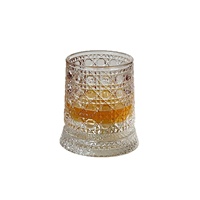 Verre à whisky rotatif lumineux et gaufré de 260 ml, fait main, au design moderne, pour une utilisation tendance et luxueuse