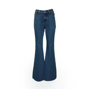 SMO Blue High Waist Straight Leg Flared Jeans Popular Design Women's Wide Leg Jeans