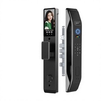 Interphone vidéo en aluminium avec serrure numérique IA entièrement automatique, caméra, reconnaissance faciale 3D, empreinte digitale biométrique, serrure intelligente Cloud