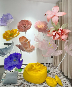 Flor de Amapola <span class=keywords><strong>Gigante</strong></span> de Papel Color Naranja Personalizada con Base de Tallo para Decoraciones de Bodas, Eventos, Fiestas o Graduaciones - Product Image 4