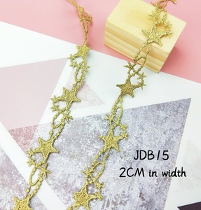 En gros, large ruban de dentelle brodé doré antique et métallique pour robe de mariée Encaje Dorado Renda Emas - Product Image 6