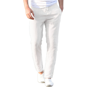 2023 hommes coton lin pantalon nouveau respirant solide blanc pantalon en S-3XL Streetwear Fitness pour l'automne US XXL 90- - Product Image 1