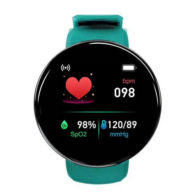 2023 라운드 모양 피트니스 디지털 스마트 시계 심박수 모니터 Smartwatch D18 스마트 시계 남성용 여성용