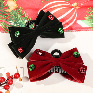 <span class=keywords><strong>Pince</strong></span> à cheveux en velours coréen avec nœud papillon en <span class=keywords><strong>tissu</strong></span>, accessoire de coiffure élégant pour femmes, style de noël, clochette, <span class=keywords><strong>pince</strong></span> à cheveux rétro antidérapante - Product Image 3