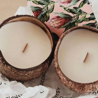 Vela Aromática de Lujo en Forma de Cuenco de Coco Natural, con Aroma Intenso, Hecha con Cera de Soya