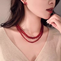 Collier ras du cou en pierre naturelle, perles d'agate rouge faites à la main, fermoir en acier inoxydable, design simple et élégant, bijoux de mode pour femmes