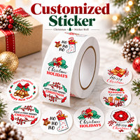 Autocollants ronds de Noël personnalisés, étiquettes adhésives pour cadeaux de fêtes avec motif de cloche et de chaussette pour l'emballage de cadeaux