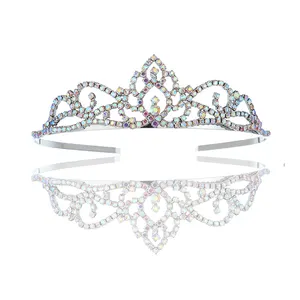 Nhỏ Coronas De Reinas Noivas Couronne 12Cm Đầy Màu Sắc Thạch Vương Mão Cho Nữ Hoàng Hợp Kim Ngọc Trang Trí Đầu Mảnh Tiaras