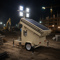 Tour d'éclairage mobile solaire de type remorque avec 4 panneaux solaires de 400W pour l'éclairage extérieur de chantier