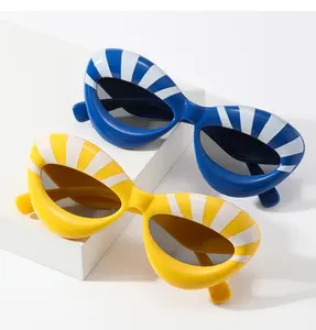 2023 роскошные солнцезащитные очки в стиле хип-хоп кошачий глаз Полосатые очки с надувкой зебры милые модные солнцезащитные очки карамельных цветов надувные солнцезащитные очки