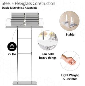 Atril de Podio Tipo Púlpito de Acrílico Transparente Moderno y Portátil para Iglesias Pastores Aulas Conferencias Música Bodas Eventos Recepciones - Product Image 5