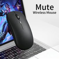 Souris sans fil miniature pour bureau, téléphone portable, tablette, ordinateur portable, optique, 4 boutons, double batterie, silencieuse