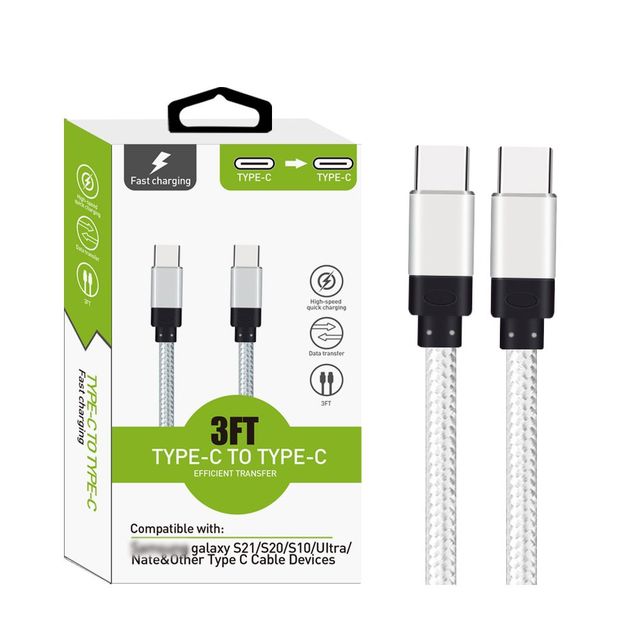 Wholesale Price Male to Male 3A Fast Charging Data Cable Type C to Type C PD Charging Usb Cords