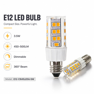 <b>E12</b> LED Corn <b>Bulb</b> 5W 400-450LM AC 120V Sanan Chip 120lm/W CE RoHS 25000H 2-Year Warranty Chandelier Candle Lamp - Product Image 1