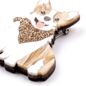 Serie de Broches Acrílicos de Razas de Perros: Textura de Pelo de Mármol Premium, Brillo Dorado, Bandana, Corgi, Poodle, <span class=keywords><strong>Shiba</strong></span> <span class=keywords><strong>Inu</strong></span> - Venta al por Mayor B2B - Product Image 2
