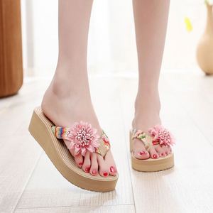 Nouvelles <span class=keywords><strong>sandales</strong></span> <span class=keywords><strong>compensées</strong></span> d'été pour femme en paille tressée PP, style minimaliste, avec fleur, pour la plage et l'extérieur - Product Image 3