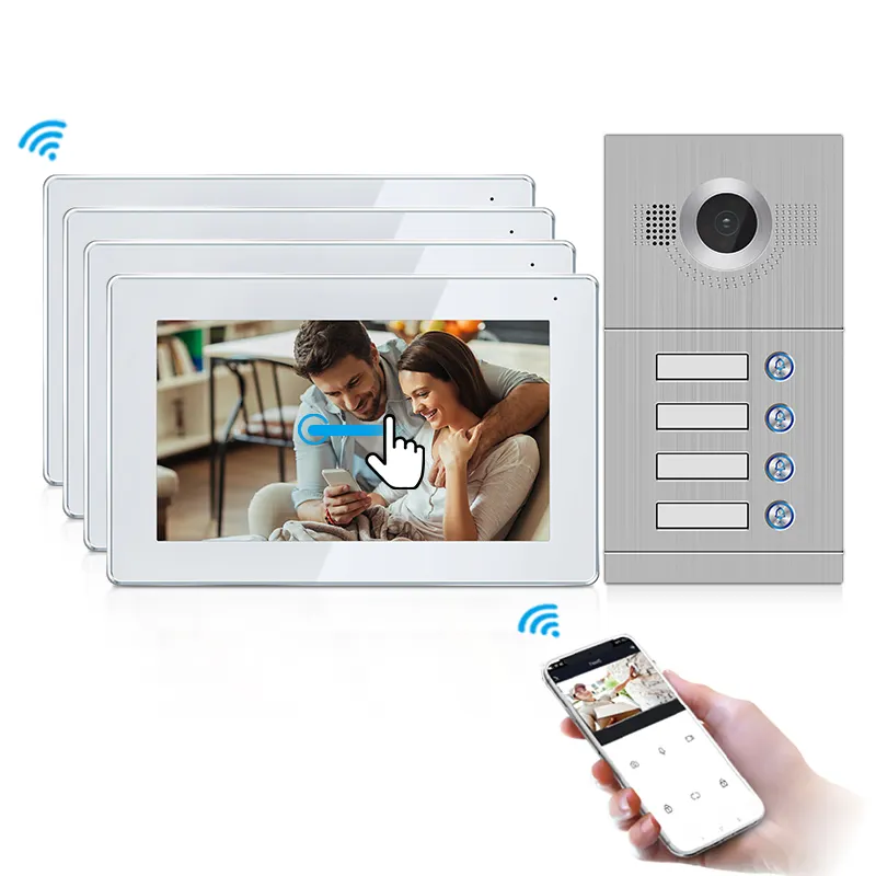 Videodoorphone Portier Intercom Systeem Geheugenkaart 7 Inch Touch Screen Android En Ios App Handsfree Dual Communicatie ip 65