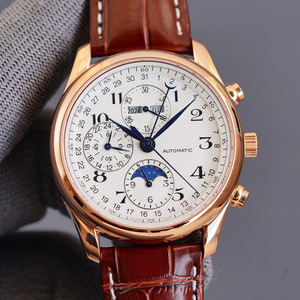 Eight-Hand Moonphase Master 40mm Mechanical Unisex Watch Titanium <b>Case</b> SAPPHIRE CRYSTAL Rubber Strap Diver Alarm Water-Resistant - Product Image 2