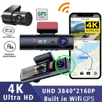 Cámara para Coche 4K HD de 3 Canales IPS con 3 Lentes (Frontal, Interior y Trasera), DVR, GPS, WiFi, Monitor de Estacionamiento y Caja Negra