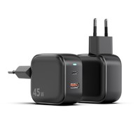 Chargeur PD certifié CE FCC ETL 45W, 2 ports USB-A Type-C, chargeur rapide avec protection OTP/OVP pour téléphone portable