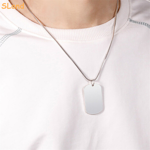 SLand Jewelry en ligne en gros Formes géométriques rectangle et carré 925 étiquettes de chien en argent <span class=keywords><strong>sterling</strong></span> pour hommes DIY nom gravure - Product Image 5