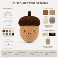 Fabricant de jouets en peluche personnalisés en forme de gland, prototypage rapide, coussin doux en forme de noix, poupée, mascotte commerciale, vente en gros, faible MOQ, OEM, ODM, Plantes PP
