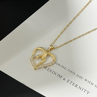 Collier Cœur pour Femme, Collier Délicat à Deux Cœurs en Moissanite, Argent S925, Bijou Cœur d'Amour, Cadeau pour Mère, Épouse