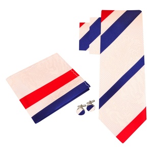 Cravates en polyester pour hommes, de qualité supérieure, personnalisées, à motif tissé, rouge et bleu, couleur unie, <span class=keywords><strong>droite</strong></span>, logo personnalisé, cravates d'affaires pour hommes - Product Image 2
