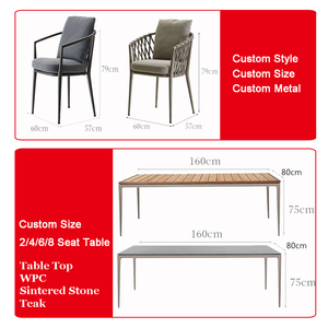 Set di Tavolo e Sedie da Giardino per Ristorante Personalizzato, Sei Posti, con Telaio in <span class=keywords><strong>Alluminio</strong></span> e Piano in WPC Intrecciato - Product Image 2