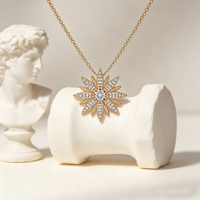 Collier Pendentif Hengdian en Laiton Plaqué Or 18K avec Zircon Cubique AAA Motif Rayon de Soleil, Vente en Gros