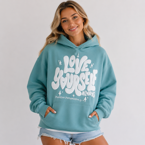 Sweat à capuche graphique pour femme, coupe oversize, épaules tombantes, imprimé 3D en relief, en coton et polyester molletonné, style streetwear décontracté, certifié OEKO-TEX - Product Image 1