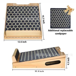 Planche d'étirement antidérapante en bois, planche d'entraînement d'équilibre sur une seule jambe réglable, planche de rééducation en bois massif - Product Image 2