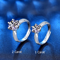 Bague de fiançailles classique personnalisée en argent sterling 925 de 3g, sertie de moissanite taille brillant micro-incrustée, certifiée GRA